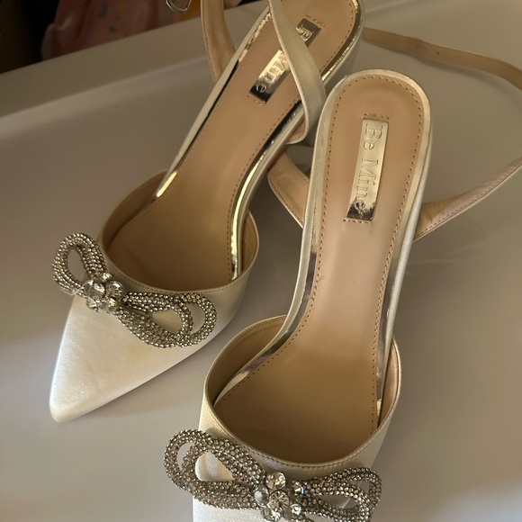Brand new never worn be mine satin and crystal block heels - Picture 2 of 3